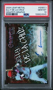 2024 LEAF METAL GRAFFITI GRAPHS GGEC1 ELLY DE LA CRUZ #/10 PSA 10 SIGNATURE AUTO - Bild 1 von 2