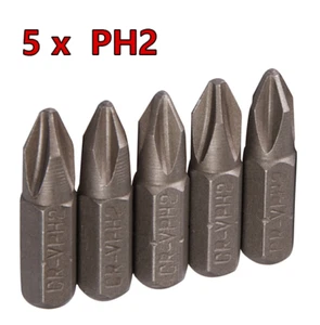 PH2 Bits - (5x) Chrome vanadium steel - Length 25mm - 1/4" hex drive - Picture 1 of 1