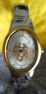 NM Women's Family Love Quartz Bracelet Watch, Oval Goldtone & Silver New Battery - Picture 1 of 4