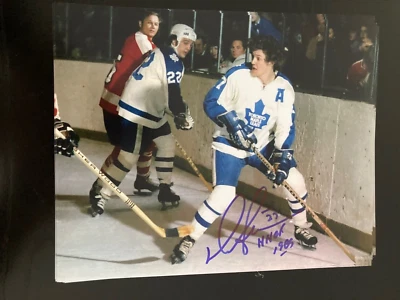 Foto 8x10 firmada por Darryl Sittler Maple Leafs con certificado de autenticidad con inscripción HOF Foto 1 de 3