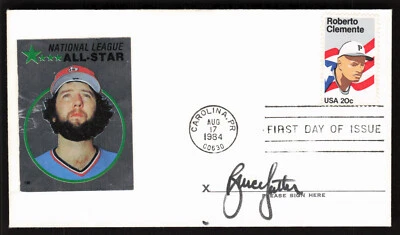 1984 BRUCE SUTTER Signed FDC Baseball Cachet Autograph Roberto Clemente Stamp - Image 1 of 2