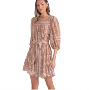  Shoshanna Women's Torres Relaxed Belted Mini Dress Floral Embroidered Sz 2 - Picture 1 of 14