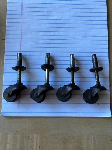 Wooden furniture casters (4) with brass & steel Cover