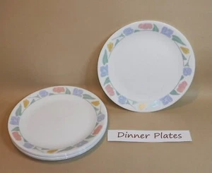 Corelle ~ Friendship ~ Set of 7 Dinner Plates ~ Pastel Floral Band - Picture 1 of 4