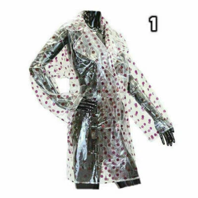 Raincoat Woman Transparent Fashion Small Festival PVC Coat Jacket Purple Spotty - Image 1 of 3