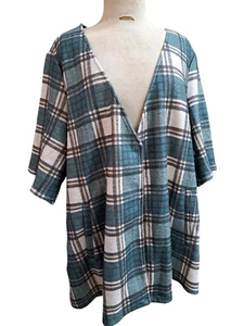 Vero Moda Brushed Fleece Blazer Women 20 Green Plaid Check Half Sleeve Jacket - Picture 1 of 8
