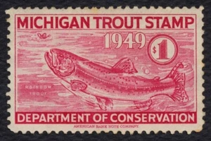 1949 Michigan Trout Stamp, Used **ANY 5=FREE SHIPPING** - Picture 1 of 1