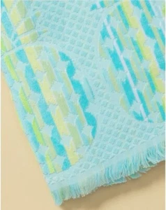 DEBORAH CONNOLLY DESIGNS 36" X 68" 70% COTTON BEACH TOWEL Teal/Yellow. NEW - Picture 1 of 8