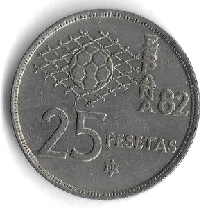 1980 (1981) Spain 25 Pesetas World Coin - KM# 818 - Picture 1 of 2