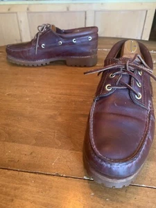 Timberland Oxblood Lug Sole Camp Moccasin 3 Eye 10.5 M - Picture 1 of 12