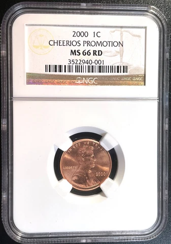 2000 1c LINCOLN MEMORIAL CHEERIOS PROMOTION NGC MS66 RD Cover