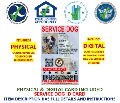 SERVICE DOG ID ADA PERSONALIZED PLASTIC SINGLE SIDED  - Image 1 of 2