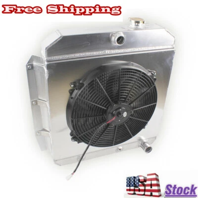 3Row Radiator+Shroud+Fan For 1955-1959 1956 Chevrolet Truck/GMC Truck V8 I6 Gas Foto 1 de 4