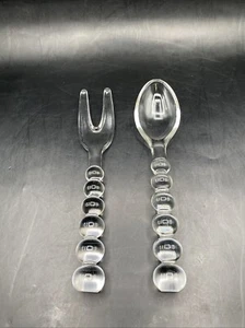 Imperial Glass Candlewick - Salad Serving Utensils Set Fork & Spoon Server 9.5” - Picture 1 of 17