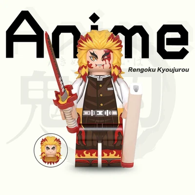 Anime Demon Slayer Kyojuro Rengoku Custom Minifigure 2 inch gift for fan - Image 1 of 2