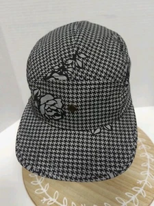 Obey Clothing Co Houndstooth Rose Cap Adjustable Strap Gray Black Unisex - Picture 1 of 10