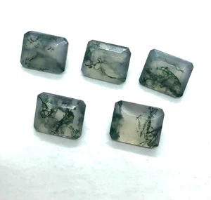 Musgo natural ágata corte octágono AAA piedras preciosas sueltas para hacer todo tipo de joyas - Imagen 1 de 15