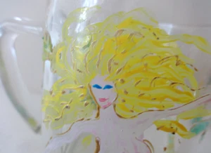 TAZA DE VIDRIO HECHA A MANO PINTADA EN TOPLESS SIRENA DAMAS PEZ OCÉANO REGALO DESNUDO - Imagen 1 de 11