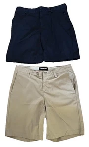 Lands’ End Blue And Beige Bermuda Uniform Shorts 2 Piece Lot Girls Size 12 - Picture 1 of 21
