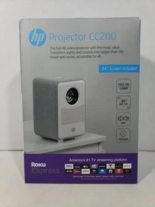 HP LCD Projector CC200 Short-Throw FullHD 1080p With Roku Express And 84" Screen - Picture 1 of 16