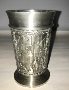 Vintage Zinn Kelch Kelch Becher Zinn-Becker 95% Zinn Gegossen Carl Spitzweg - Bild 1 von 7