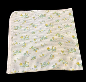 Vintage Carter's Baby Blanket Receiving Yellow Dot Train Toys 36 x 36 - Picture 1 of 5
