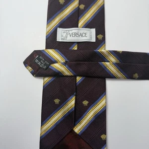 Gianni Versace Krawatte geometrisches Design weinrot blau gold Seide Made in Italy - Bild 1 von 12
