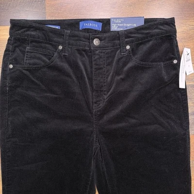 Pantalones de mezclilla Talbots cintura alta pierna recta pana para mujer 8 negros elásticos nuevos Foto 1 de 4