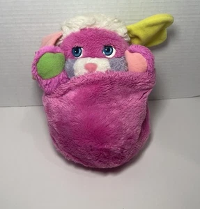 Vtg 80's 1986 Popples Prize Pink Plush Stuffed Animal Yellow Ear Purple White - Picture 1 of 4