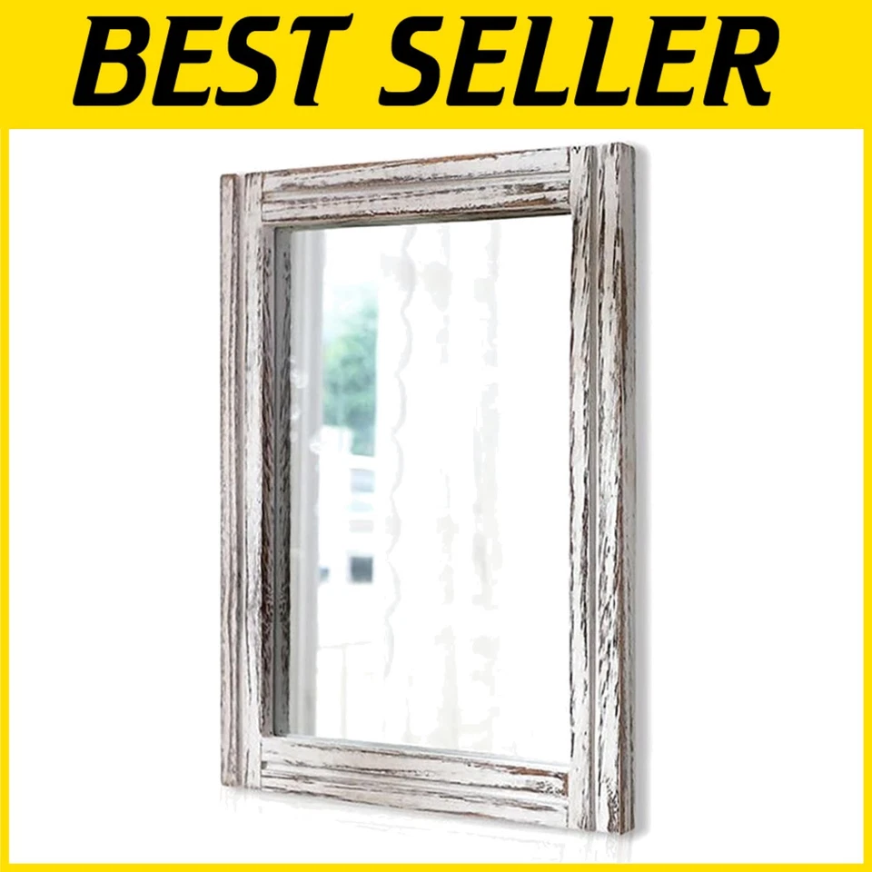 Vintage-Inspired 26"x18" Mirror with Unfinished Wood Frame - Home Essential - Image 1 of 4