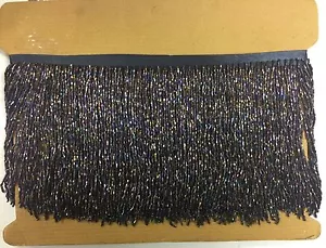 Por yarda-6" Vidrio NEGRO AB/BUGLE Semilla Cuentas Flecos Lámpara Disfraz Recorte Artesanías - Imagen 1 de 2