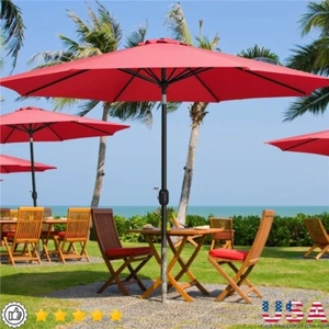11ft Tilting Patio Umbrella Outdoor Shade Crank Easy Assembly Strong Iron Frame - Picture 1 of 11