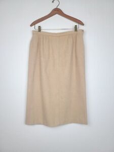 70s Vintage JAEGER Cashmere A Line Midi Skirt Classic Neutral Medium