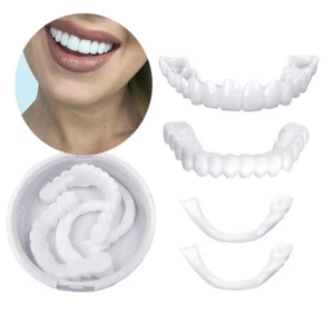 Teeth Dental Veneers Denture Tooth Cover Adult Smile Set False Upper&Bottom - Picture 1 of 7