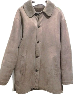 Perry Ellis Brown Warm Sheepskin Long Coat Men's Size 40 - Image 1 of 4