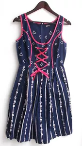 Damen Trachten Kleid ärmellos blau weiß gemustert Gr. 38 v. Chillytime - Bild 1 von 2