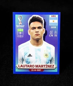 2022 Panini Qatar World Cup Sticker BLUE Parallel Border ARG 19 LAUTARO MARTINEZ - Picture 1 of 3
