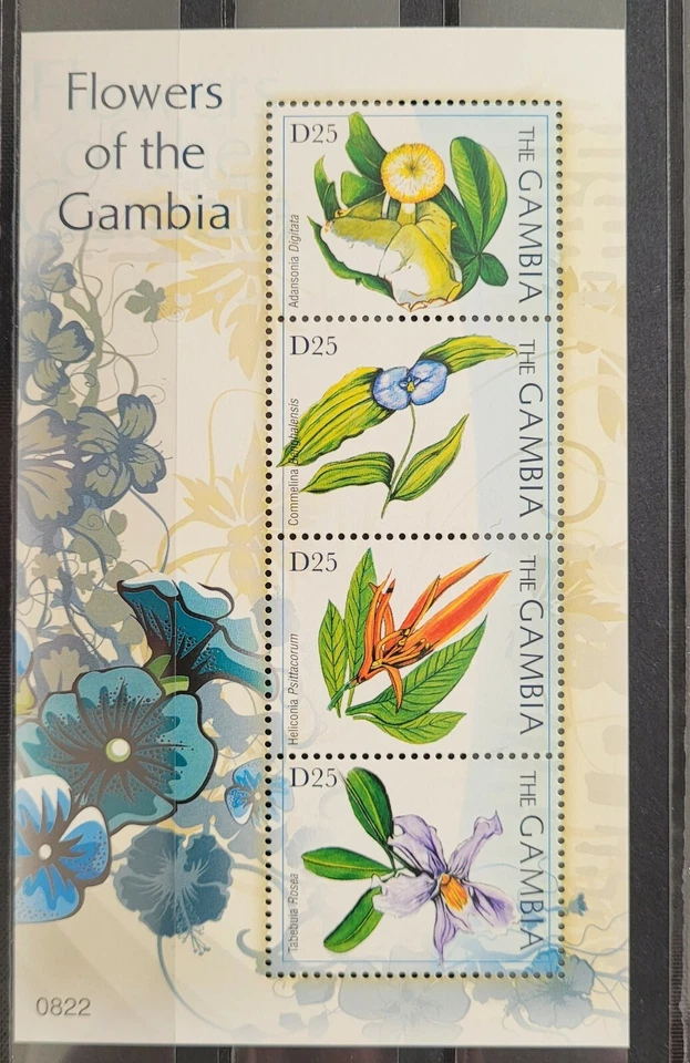 Gambia 2008 / Flores de Gambia - Benghal flor de día, flor de loro / 4v ms  Foto 1 de 1