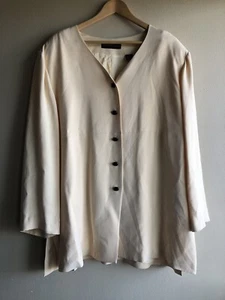 Dana Buchman 100 Silk Cream Button Jacket Size 22 - Picture 1 of 12