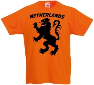 Mens Netherlands Lion Dutch Flag Holland Sports Supporter Unisex Orange T-Shirt - Picture 1 of 7