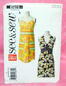 Uncut Butterick Misses 8-18 Easy Halter Style Kitchen Aprons Pattern 5875 Pocket - Picture 1 of 2