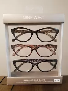 Nine West 3 Pack Premium Reading Glasses Readers Black & Brown Animal +2.50 - Picture 1 of 7