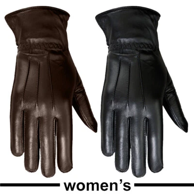 Women Winter Gloves Thermal Linning Warm Lamb skin Sheep Leather Car Driving  - Image 1 of 4