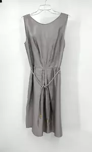 ESCADA dress fit flare wool silk silver metallic pleated sleeveless M 10 40 - Picture 1 of 14