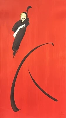 Litografía grande RENE GRUAU original firmada FEMME EN ROUGE mujer en rojo Foto 1 de 4