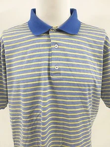 Bobby Jones Blue Yellow Striped Men's 100% Cotton Polo Golf Shirt Size XL - Picture 1 of 4