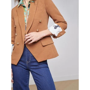 L'AGENCE Ladies Coffee Brown Double-breasted Coat - Picture 1 of 6