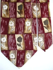 Allen Solly Men's Silk Floral Neck Tie Burgundy Red Multi 3 7/8" x 58" - Picture 1 of 2