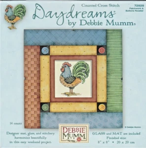 Debbie Mumm "PATCHWORK & BUTTONS ROOSTER" Counted Cross Stitch Kit by Dimensions - Picture 1 of 3