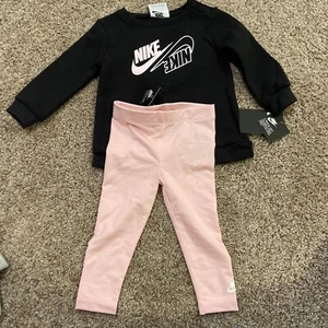Nike Kids 18 M Sweatshirt And Pants Black And Pink - Picture 1 of 10
